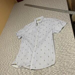 Ricky Singh Cactus man white & blue striped button-up shirt men S. SKU-B5716